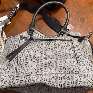 Guess Black and Gray Patterned Satchel